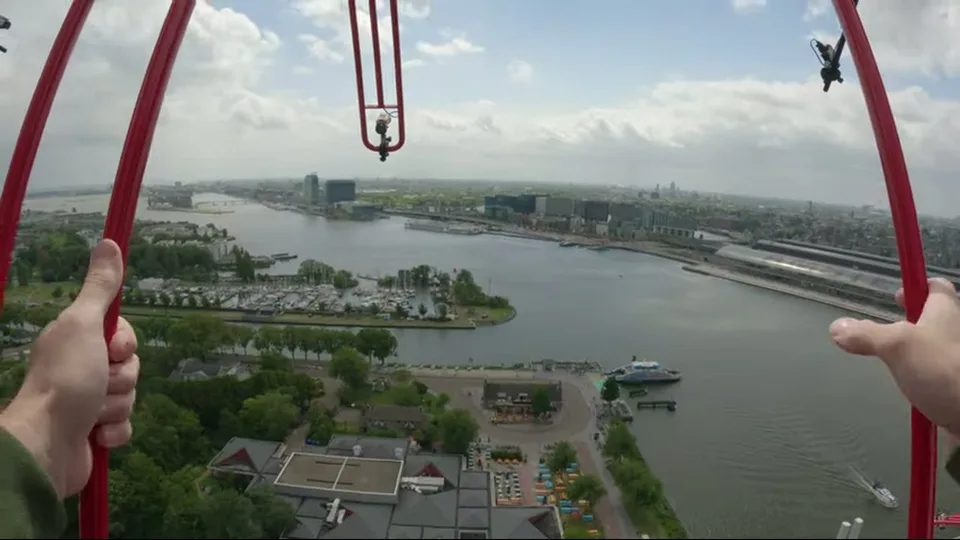 A'DAM Tower and EYE Filmmuseum across the IJ waterfront in Amsterdam